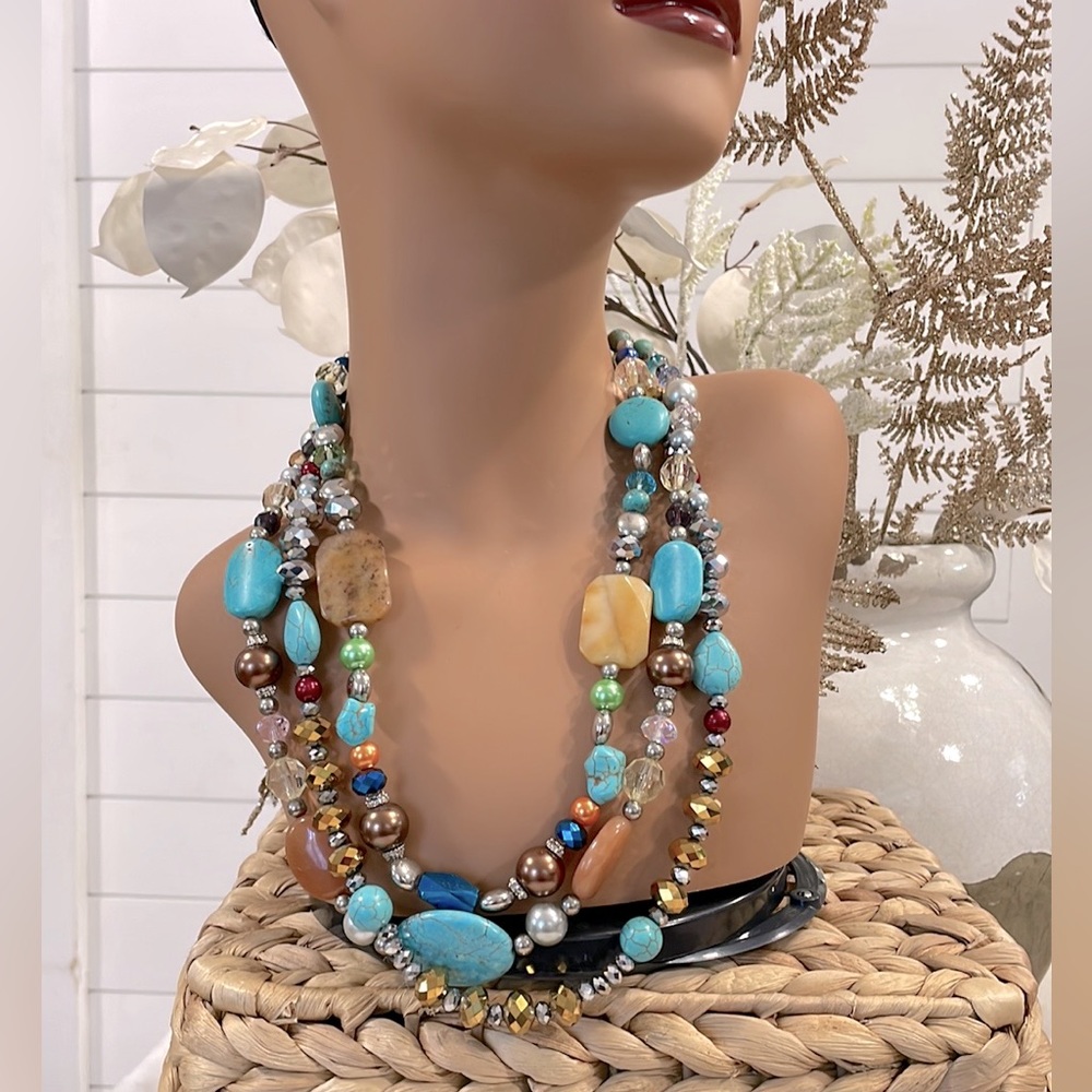 Spectacular Multi Stone Multi Strand Necklace - image 1